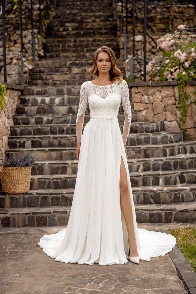 8010 chiffon skirt with splits 