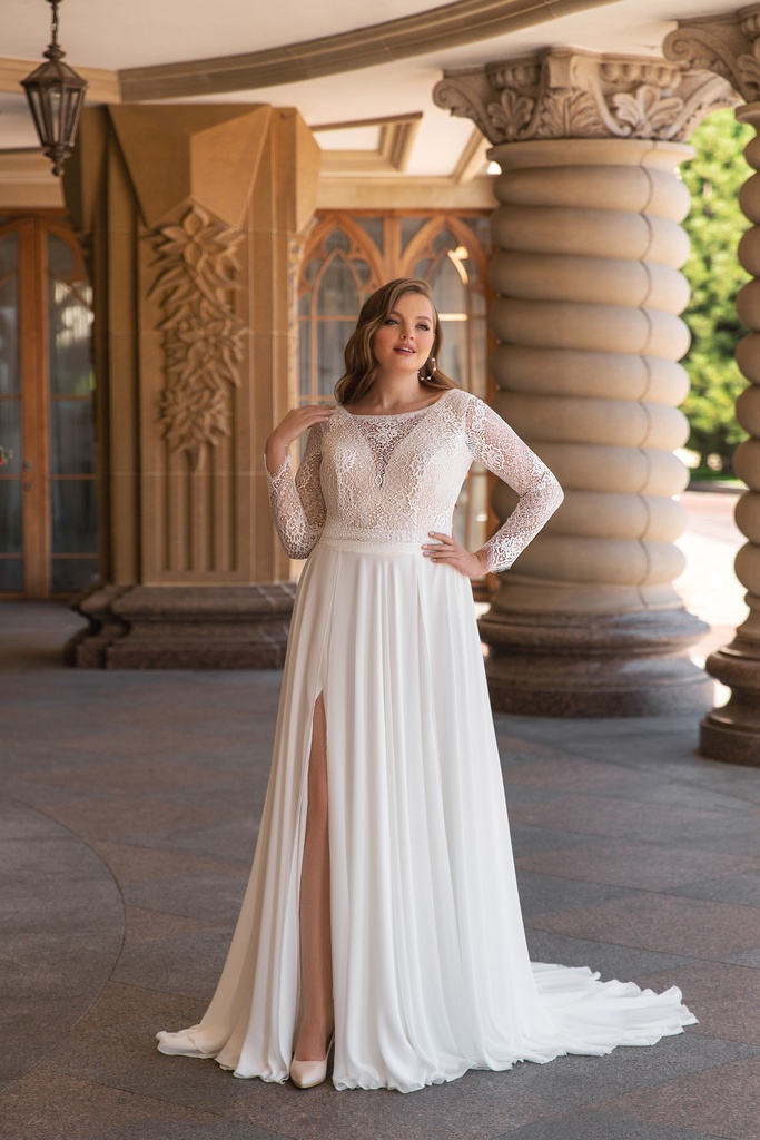 8010 chiffon skirt with splits 